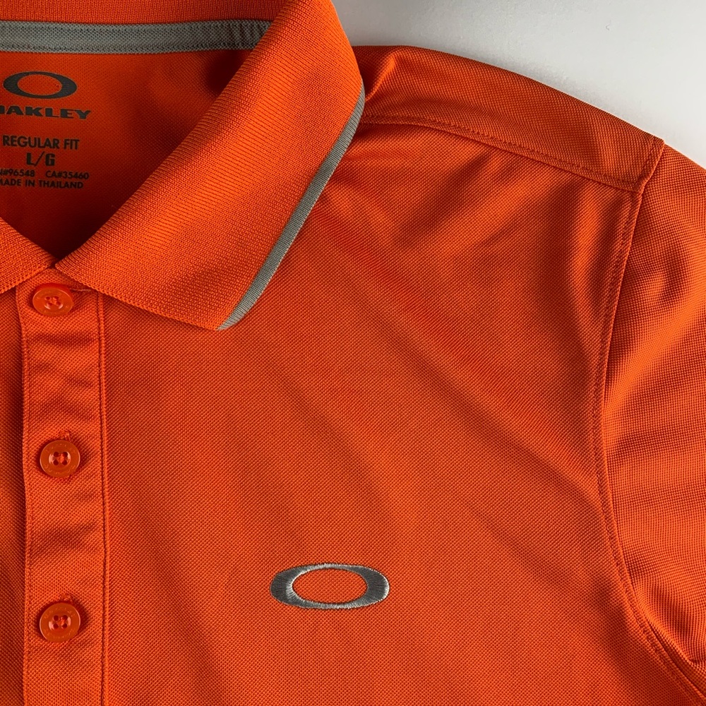 Oakley Orange Golf Polo Short Sleeve Shirt - Picture 2 of 5